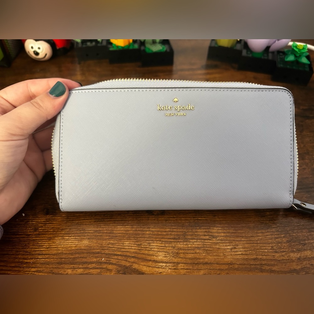 Periwinkle Kate Spade zip around continental wallet. New without tags